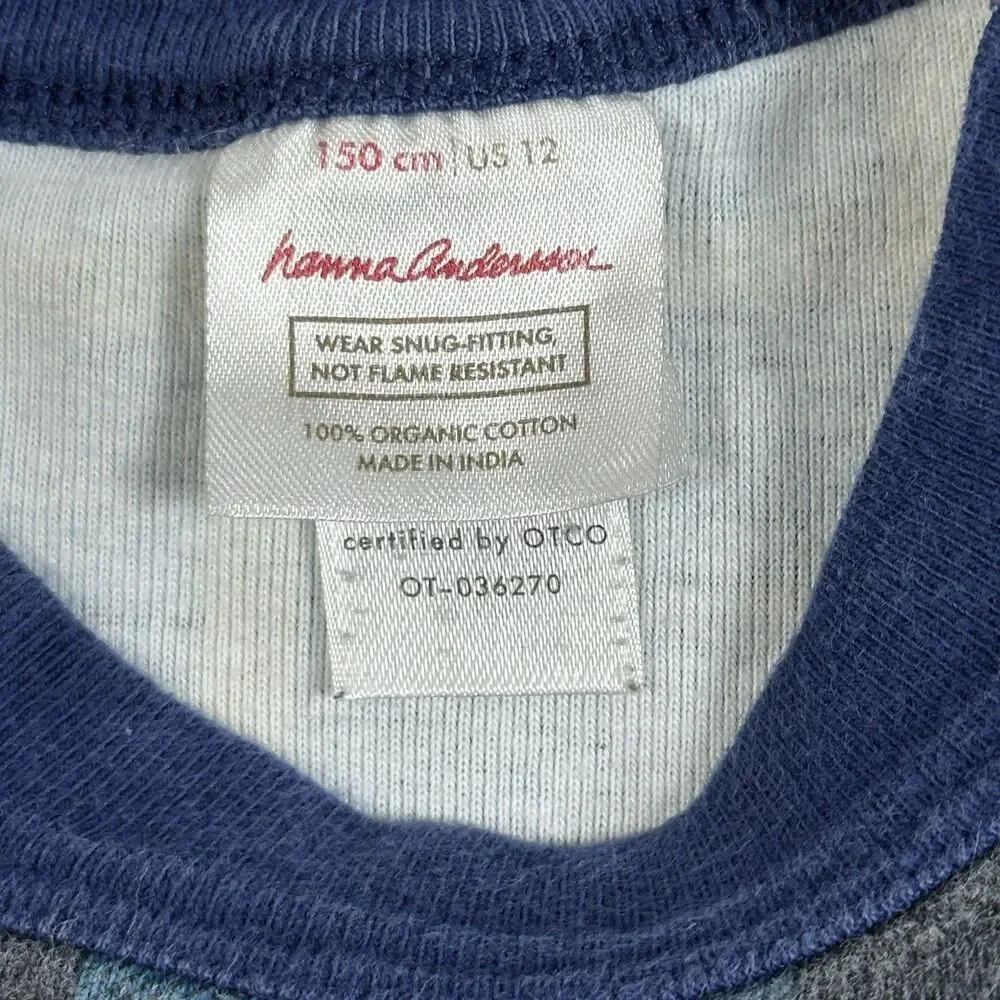 Hanna‎ Andersson Organic Cotton Plaid Pajama Top Kids Size 12 Long Sleeve